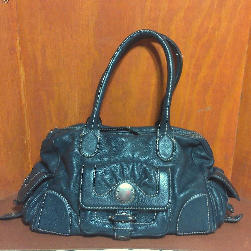 MARC BY MARC JACOBS Blue Pebbled Leather Satchel Bag